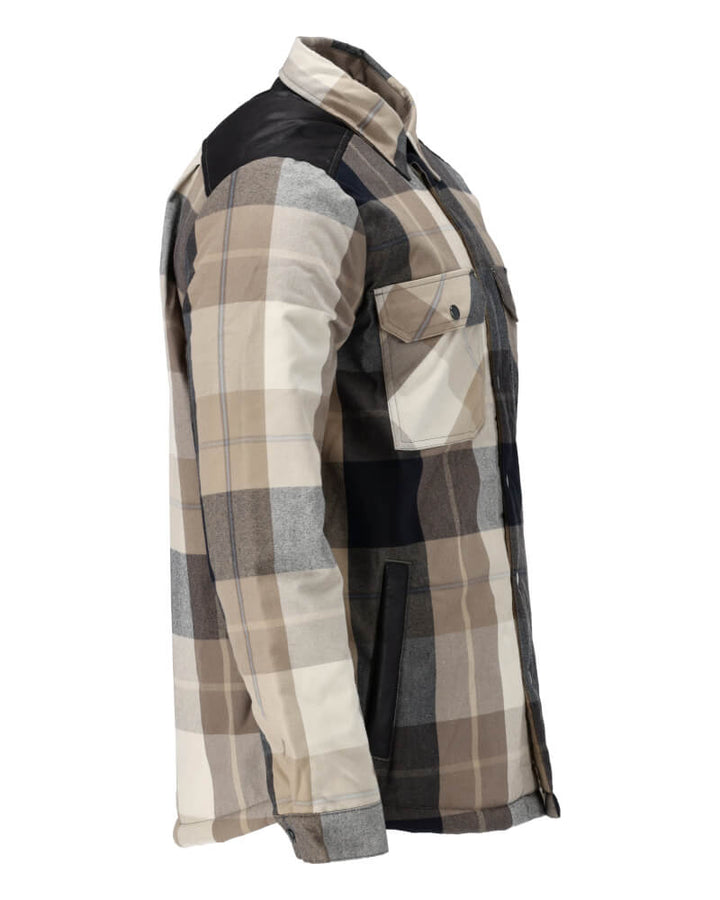 Mascot Flannel Shirt with Pile Lining 23104-446 Left #colour_dark-sand-checked