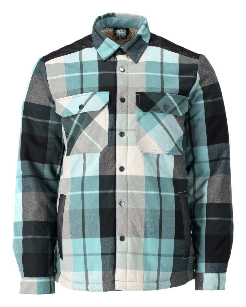 Mascot Flannel Shirt with Pile Lining 23104-446 Front #colour_forest-green-checked