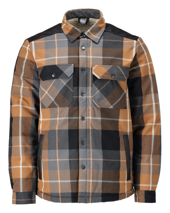 Mascot Flannel Shirt with Pile Lining 23104-446 Front #colour_nut-brown-checked