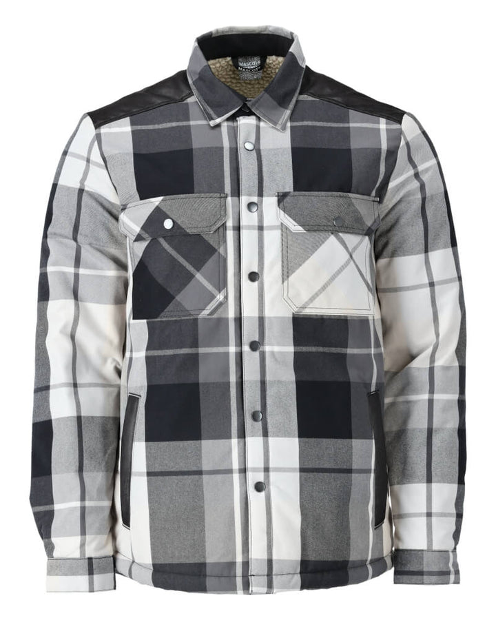 Mascot Flannel Shirt with Pile Lining 23104-446 Front #colour_stone-grey-checked