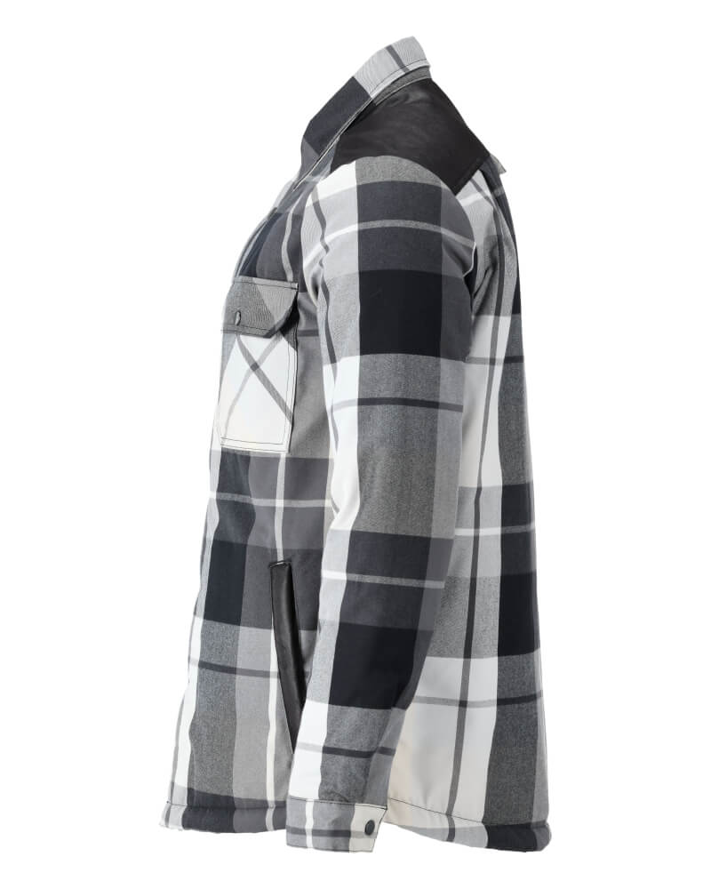 Mascot Flannel Shirt with Pile Lining 23104-446 Right #colour_stone-grey-checked