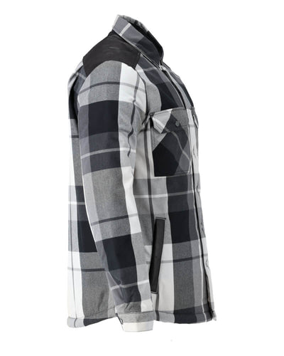 Mascot Flannel Shirt with Pile Lining 23104-446 Left #colour_stone-grey-checked