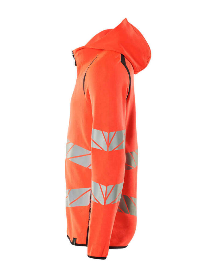 Mascot Hi-Vis Hoodie with zipper 19284-781 Right #colour_hi-vis-red-dark-navy-blue