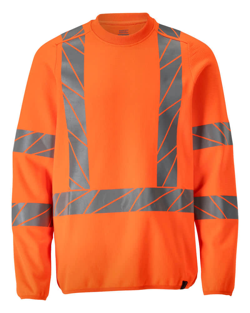 Mascot Hi Vis Slim Fit Stretch Sweatshirt 22184-781 Front #colour_hi-vis-orange