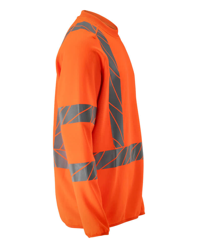 Mascot Hi Vis Slim Fit Stretch Sweatshirt 22184-781 Left #colour_hi-vis-orange