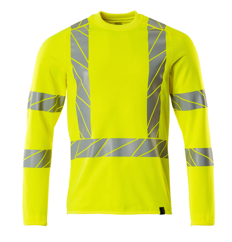 Mascot Hi Vis Slim Fit Stretch Sweatshirt 22184-781 Front #colour_hi-vis-yellow