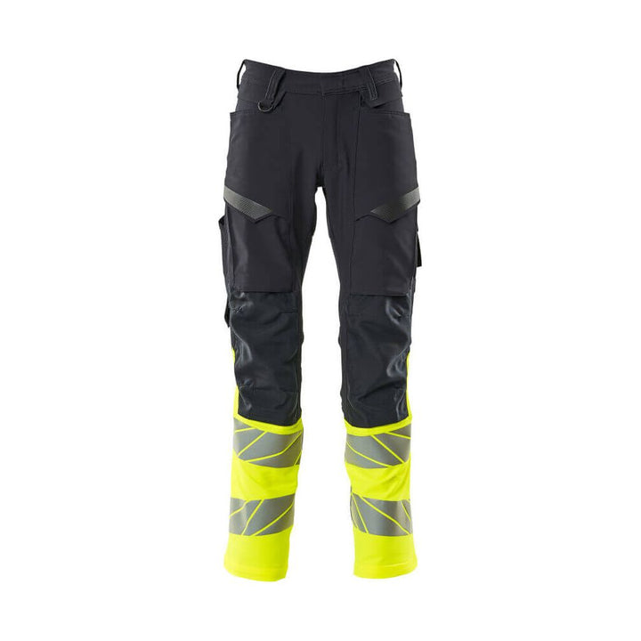 Mascot Hi-Vis Trousers with Stretch &amp; Kneepad Pockets 19879-711 Front 