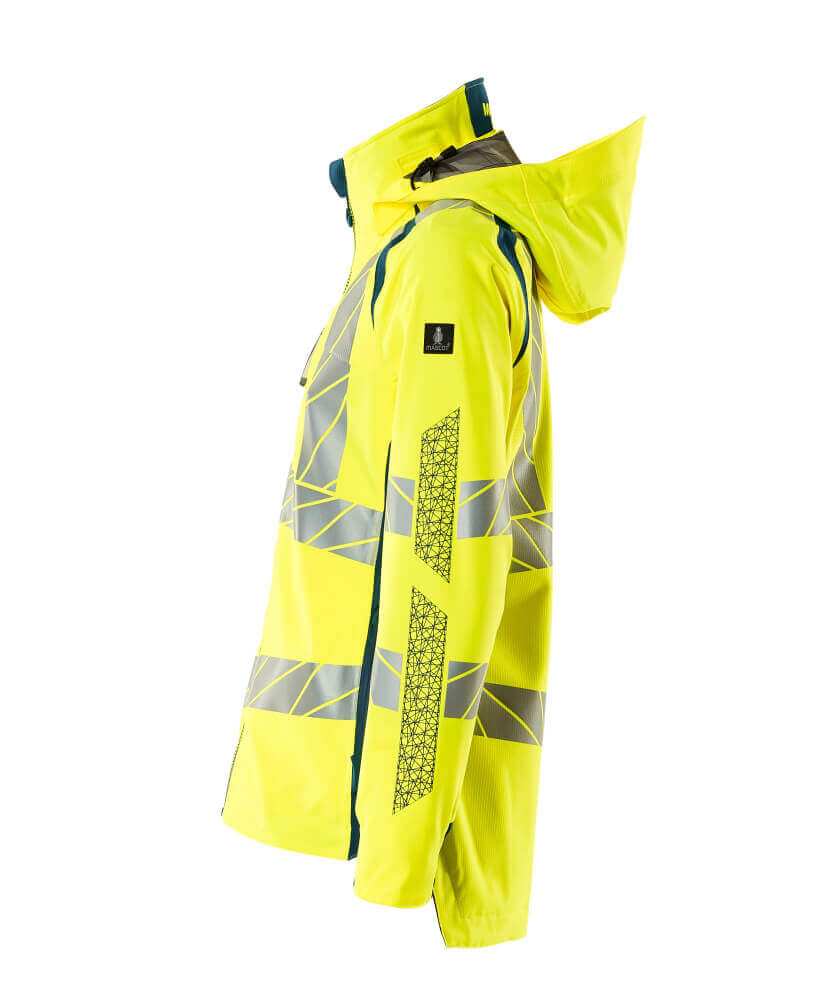 Mascot Hi-Vis WAterproof Outer Shell Jacket 19011-449 Right #colour_hi-vis-yellow-dark-petroleum