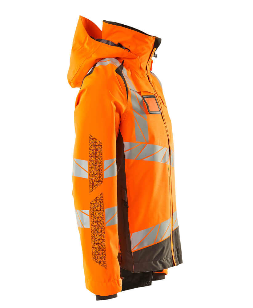 Mascot Hi-Vis Waterproof Outer Shell Jacket 19301-231 Left #colour_hi-vis-orange-dark-anthracite-grey