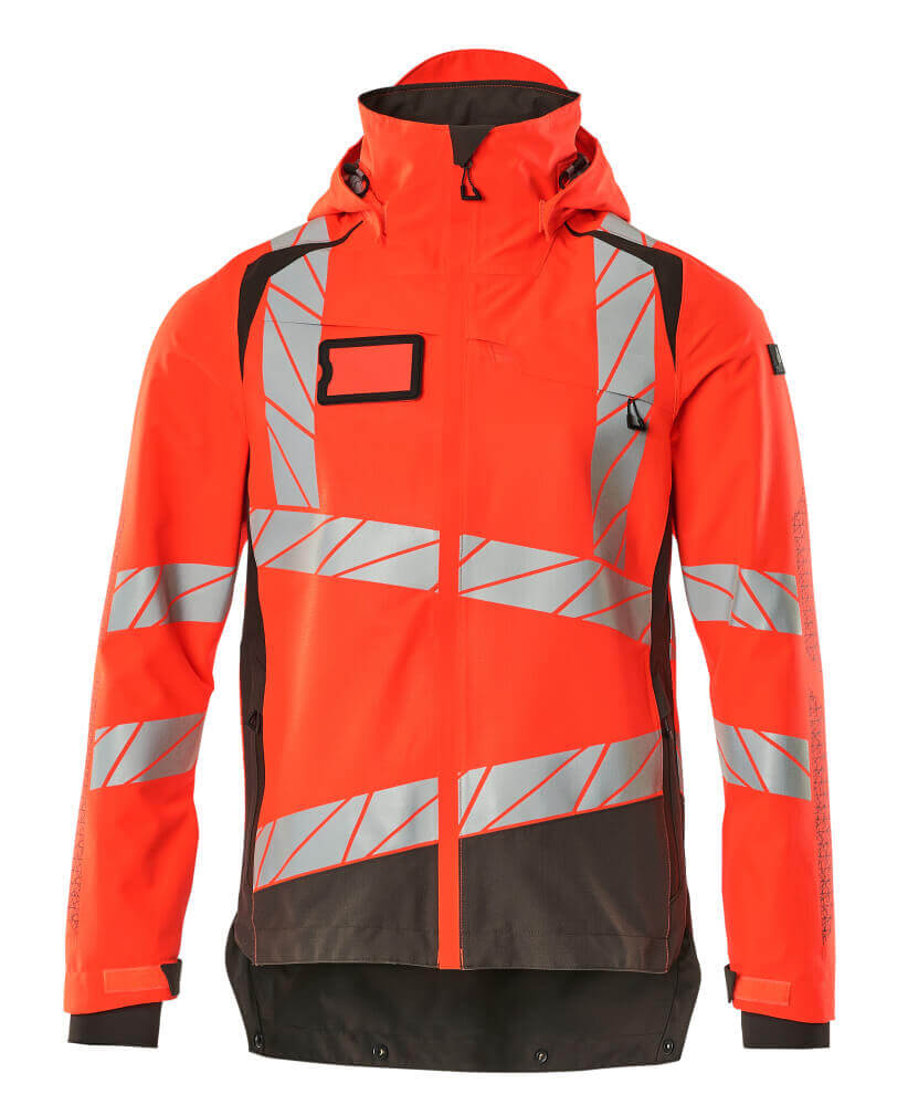 Mascot Hi-Vis Waterproof Outer Shell Jacket 19301-231 Front #colour_hi-vis-red-dark-anthracite-grey