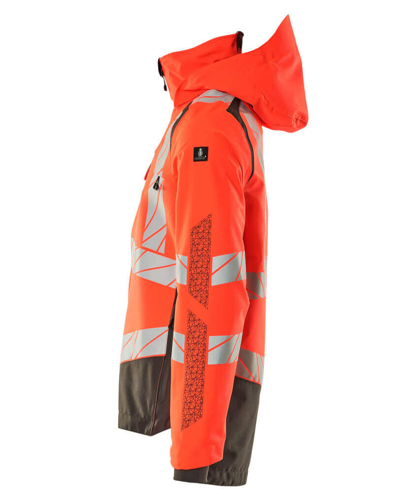 Mascot Hi-Vis Waterproof Outer Shell Jacket 19301-231 Right #colour_hi-vis-red-dark-anthracite-grey