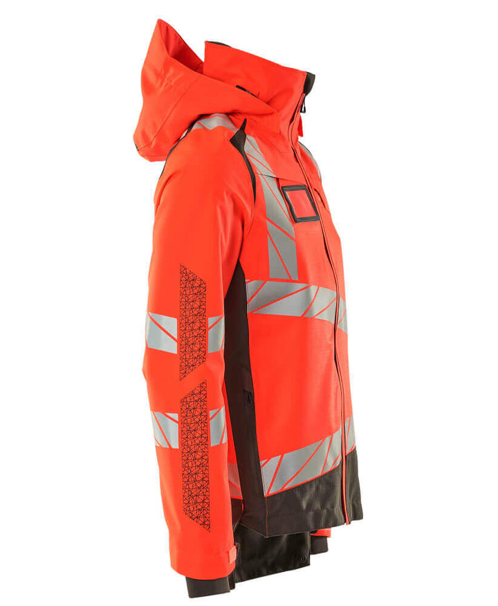 Mascot Hi-Vis Waterproof Outer Shell Jacket 19301-231 Left #colour_hi-vis-red-dark-anthracite-grey