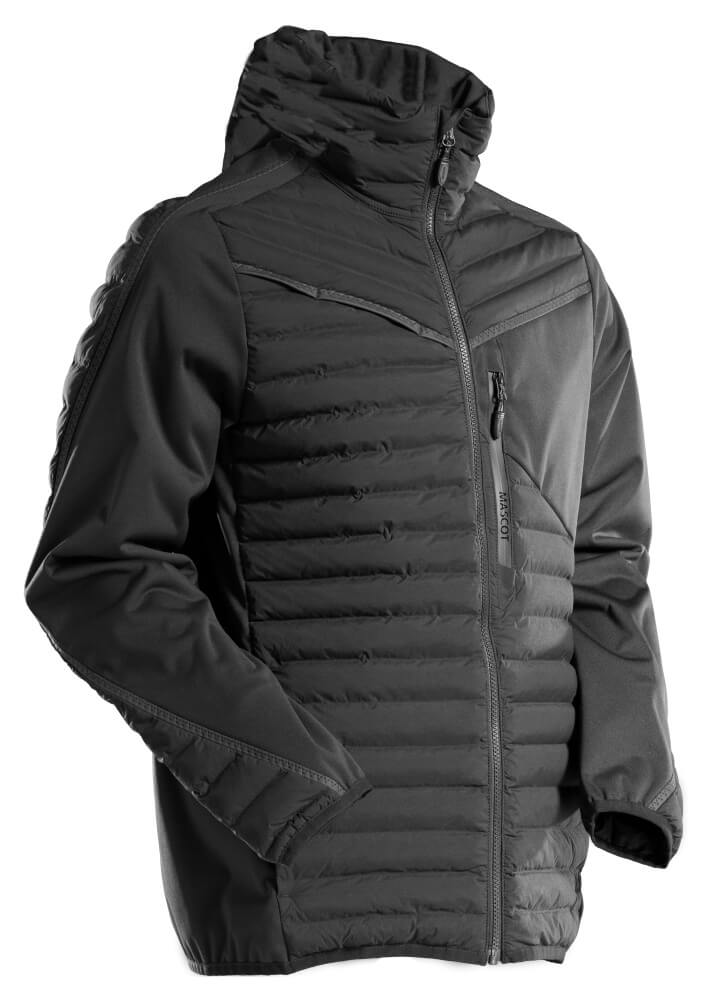 Mascot Insulated Water Repellent Breathable Jacket with Hood 22215-607 Front #colour_black