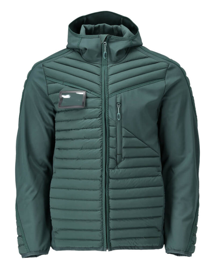 Mascot Insulated Water Repellent Breathable Jacket with Hood 22215-607 Front #colour_forest-green