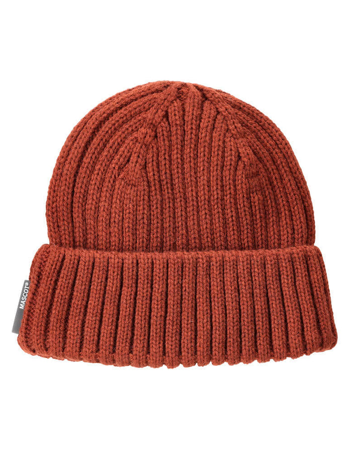 Mascot Knitted Hat 23050-647 Front #colour_autumn-red