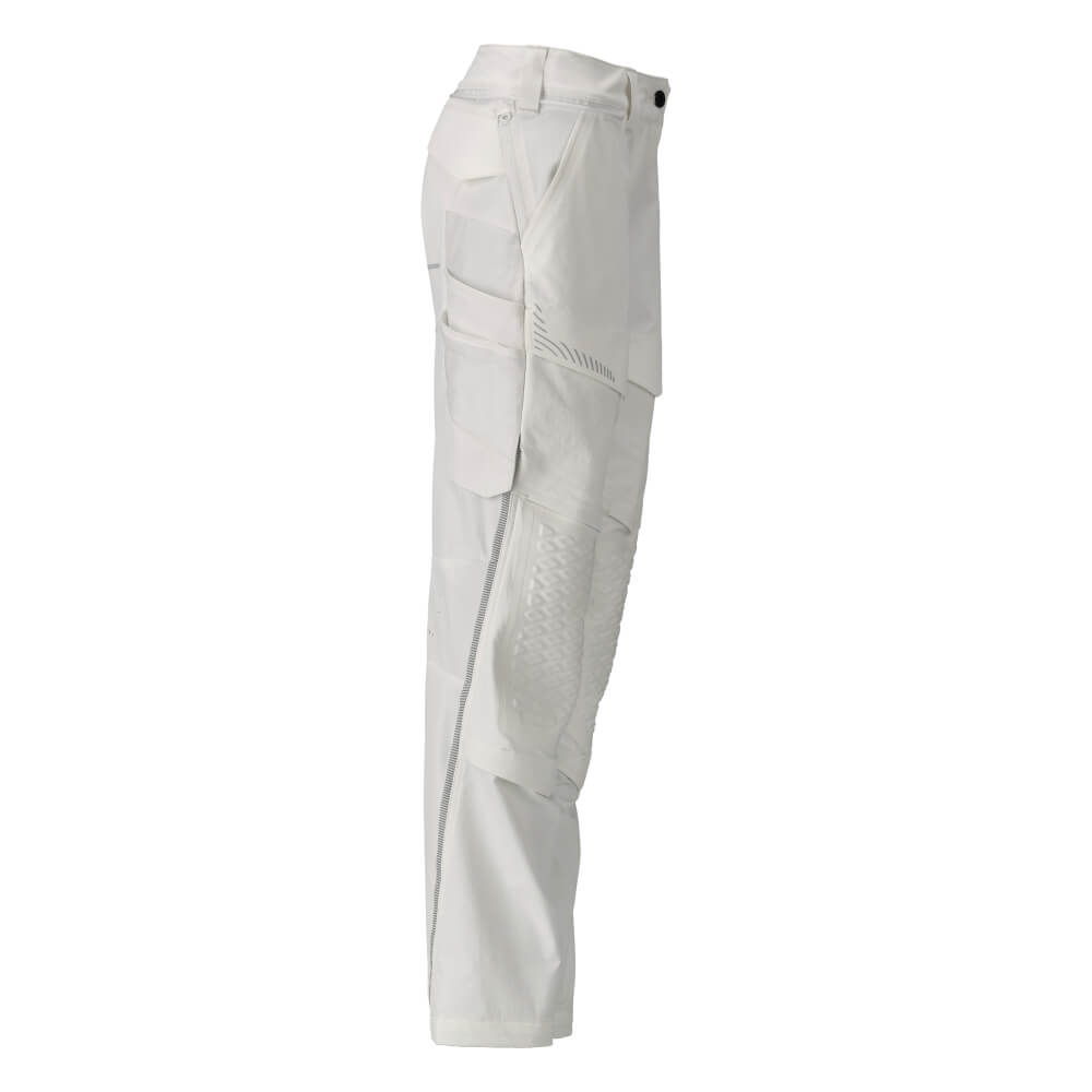 Mascot Lightweight Durable 4-Way-Stretch Painters Trousers with Kneepad Pockets 22078-605 Left #colour_white