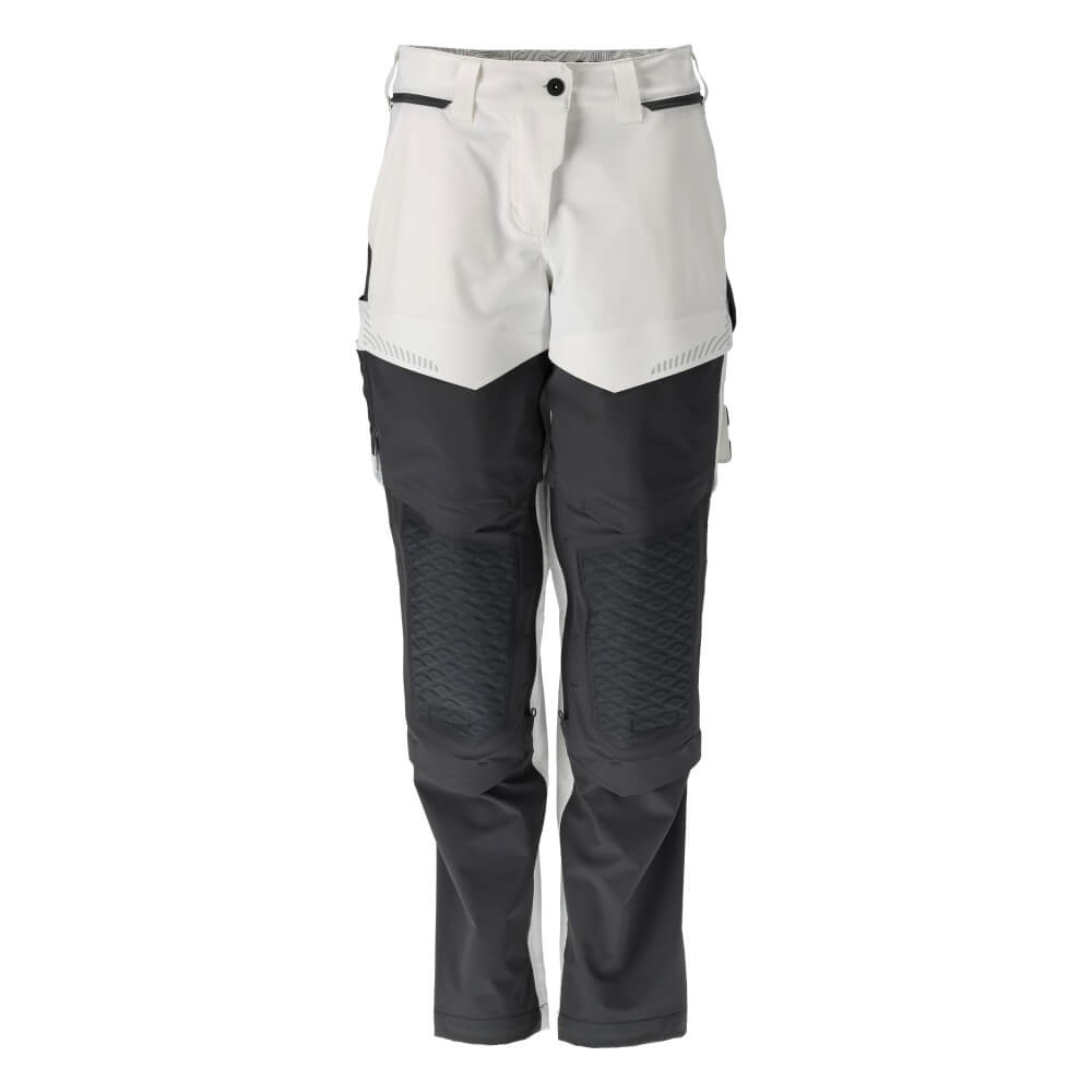 Mascot Lightweight Durable 4-Way-Stretch Painters Trousers with Kneepad Pockets 22078-605 Front #colour_white-stone-grey