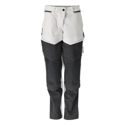 Mascot Lightweight Durable 4-Way-Stretch Painters Trousers with Kneepad Pockets 22078-605 Front #colour_white-stone-grey