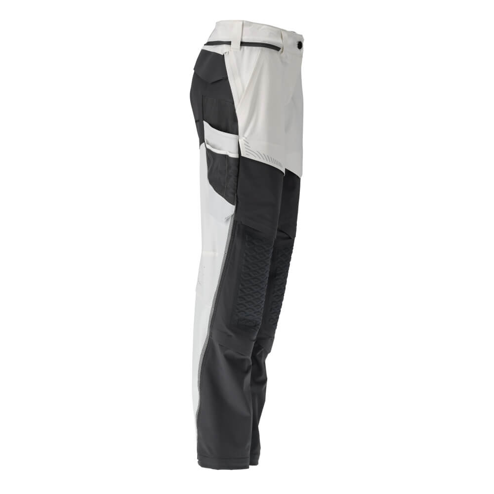 Mascot Lightweight Durable 4-Way-Stretch Painters Trousers with Kneepad Pockets 22078-605 Left #colour_white-stone-grey