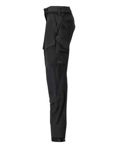 Mascot Lightweight Durable 4-Way-Stretch Trousers with Cordura Kneepad Pockets 22278-605 Right #colour_black