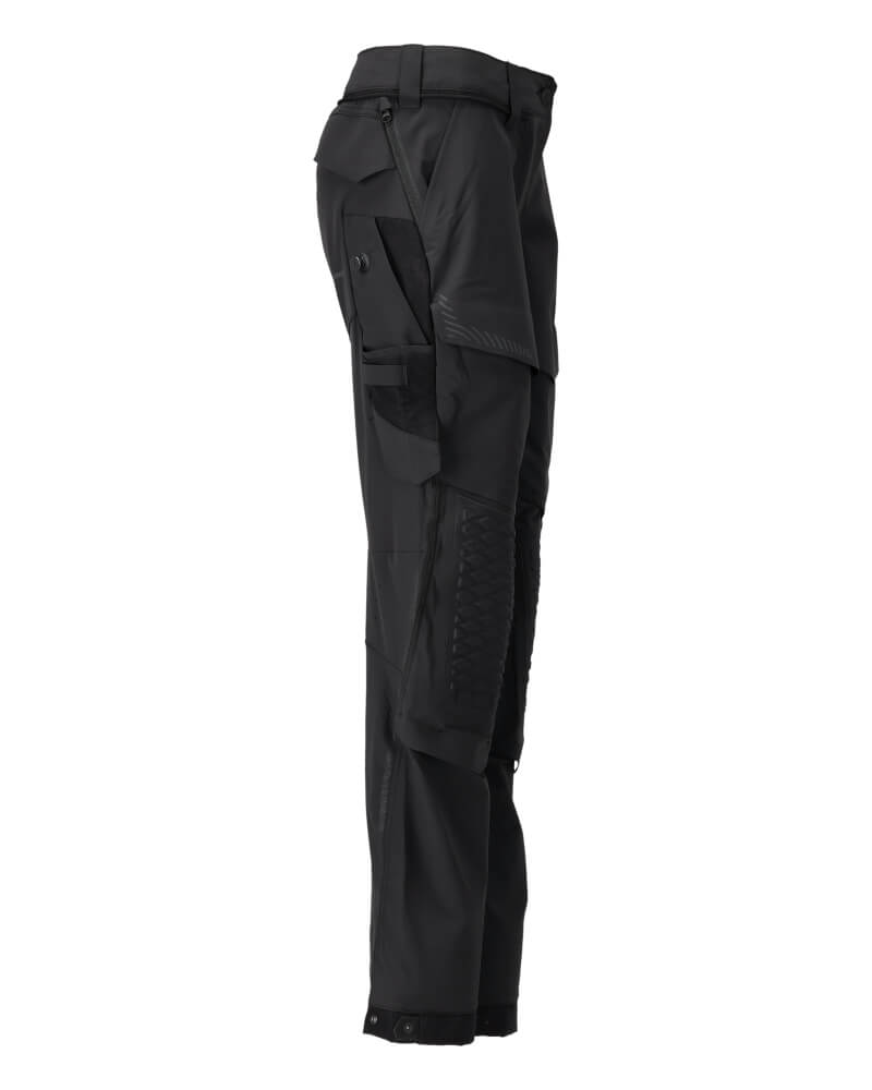 Mascot Lightweight Durable 4-Way-Stretch Trousers with Cordura Kneepad Pockets 22278-605 Left #colour_black