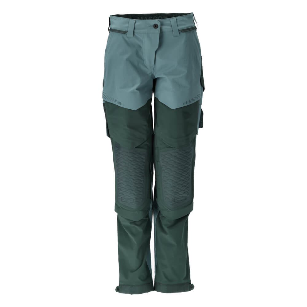 Mascot Lightweight Durable 4-Way-Stretch Trousers with Cordura Kneepad Pockets 22278-605 Front #colour_light-forest-green-forest-green