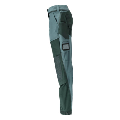 Mascot Lightweight Durable 4-Way-Stretch Trousers with Cordura Kneepad Pockets 22278-605 Right #colour_light-forest-green-forest-green