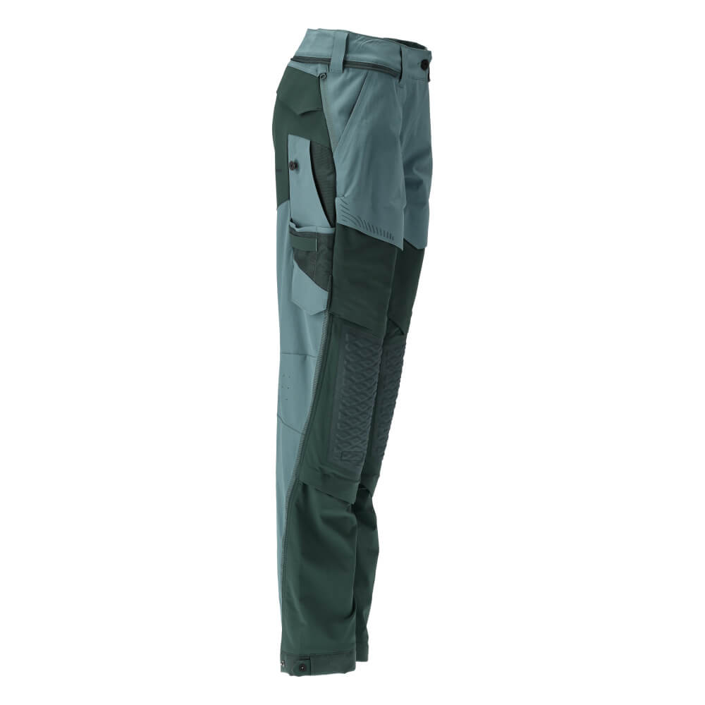 Mascot Lightweight Durable 4-Way-Stretch Trousers with Cordura Kneepad Pockets 22278-605 Left #colour_light-forest-green-forest-green