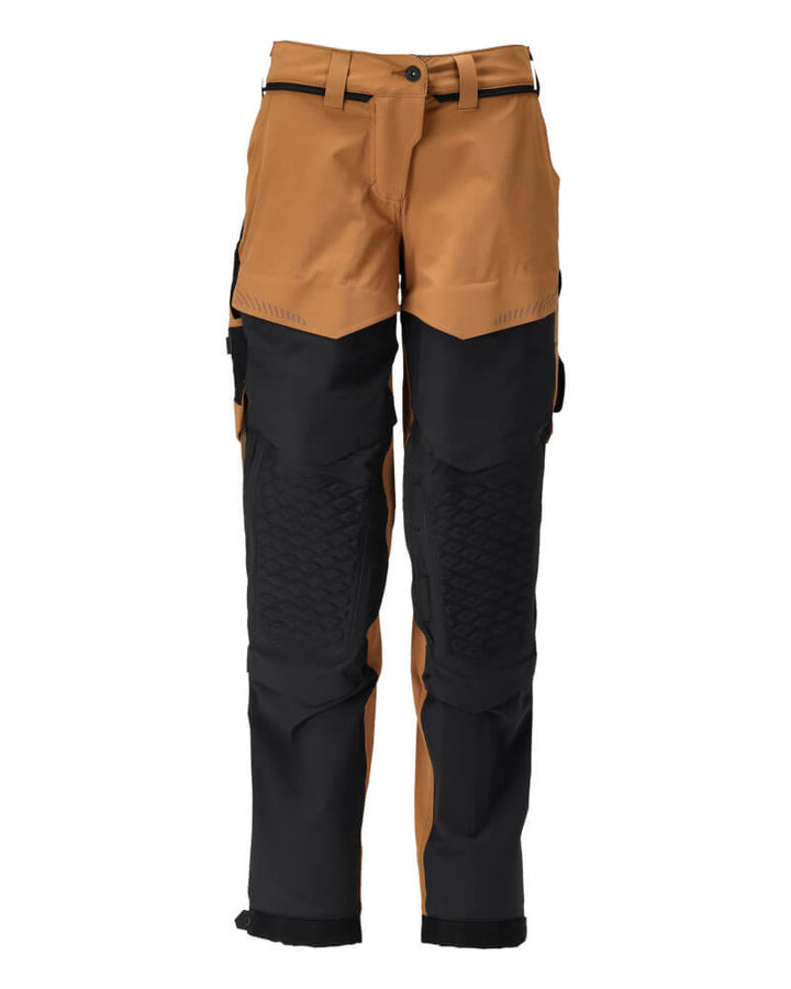 Mascot Lightweight Durable 4-Way-Stretch Trousers with Cordura Kneepad Pockets 22278-605 Front #colour_nut-brown-black