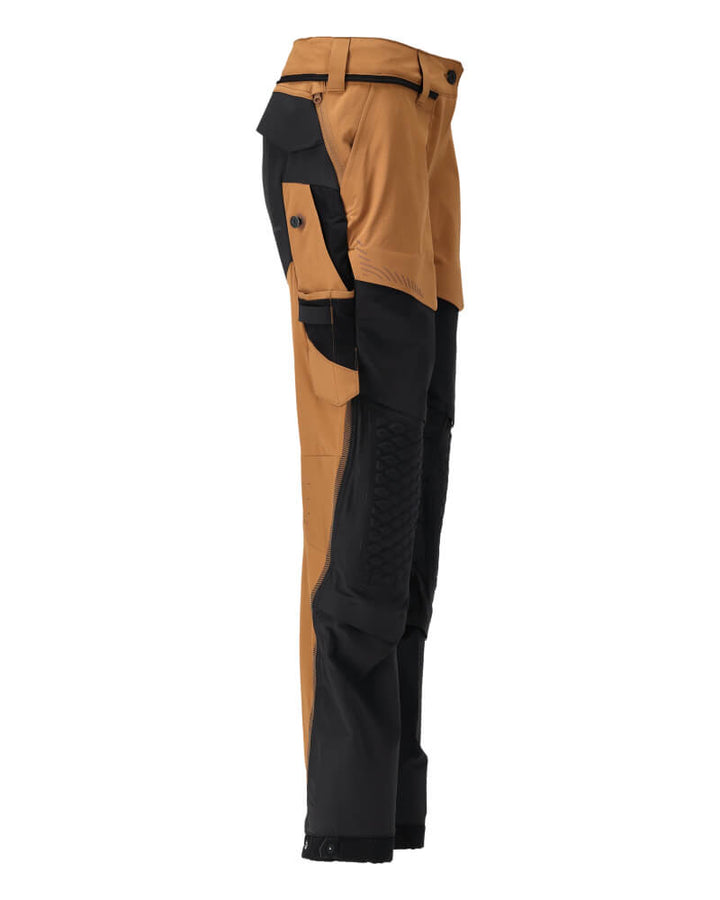 Mascot Lightweight Durable 4-Way-Stretch Trousers with Cordura Kneepad Pockets 22278-605 Left #colour_nut-brown-black