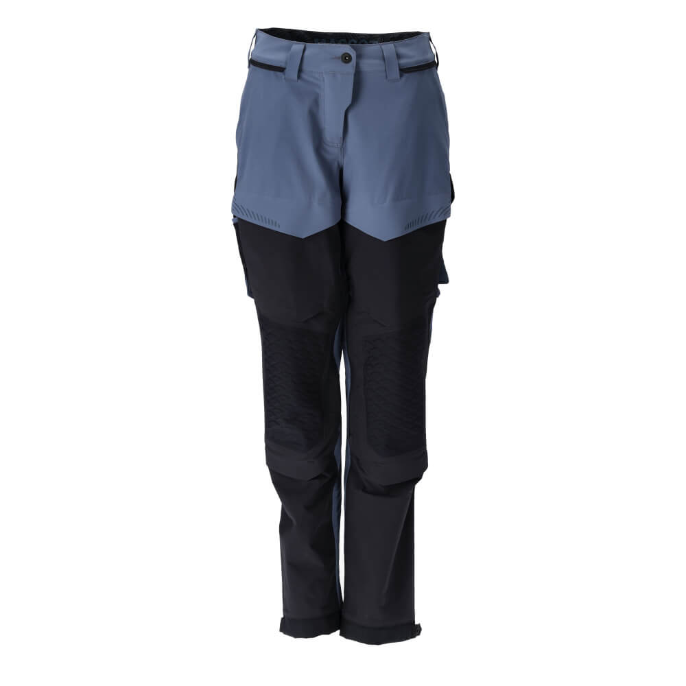 Mascot Lightweight Durable 4-Way-Stretch Trousers with Cordura Kneepad Pockets 22278-605 Front #colour_stone-blue-dark-navy