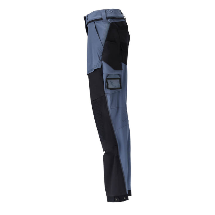 Mascot Lightweight Durable 4-Way-Stretch Trousers with Cordura Kneepad Pockets 22278-605 Right #colour_stone-blue-dark-navy