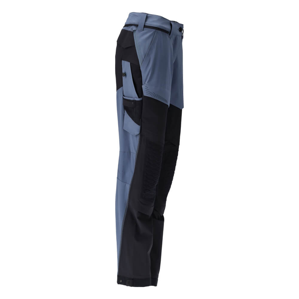 Mascot Lightweight Durable 4-Way-Stretch Trousers with Cordura Kneepad Pockets 22278-605 Left #colour_stone-blue-dark-navy