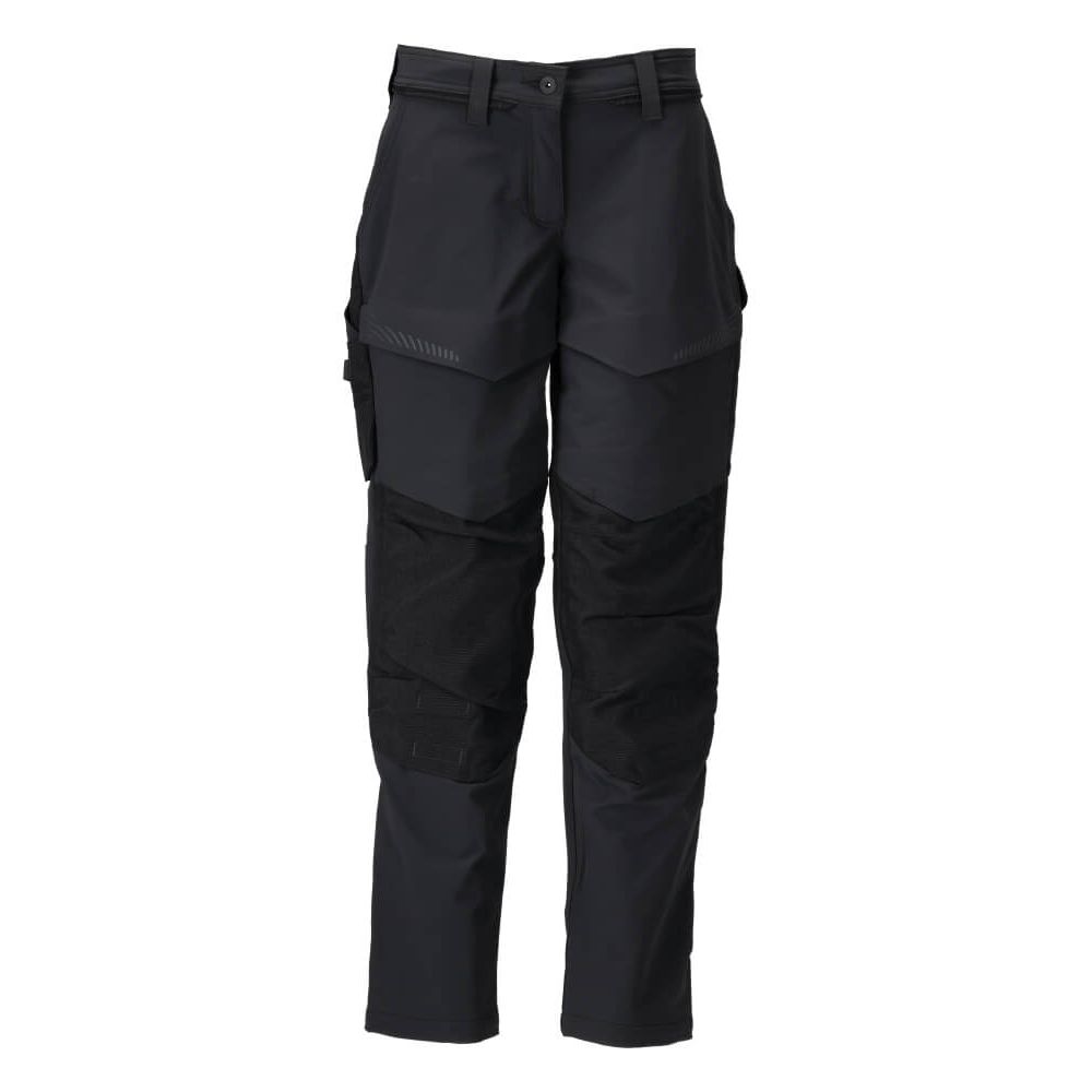 Mascot Lightweight Durable 4-Way-Stretch Trousers with Kneepad Pockets 22378-311 Front #colour_black