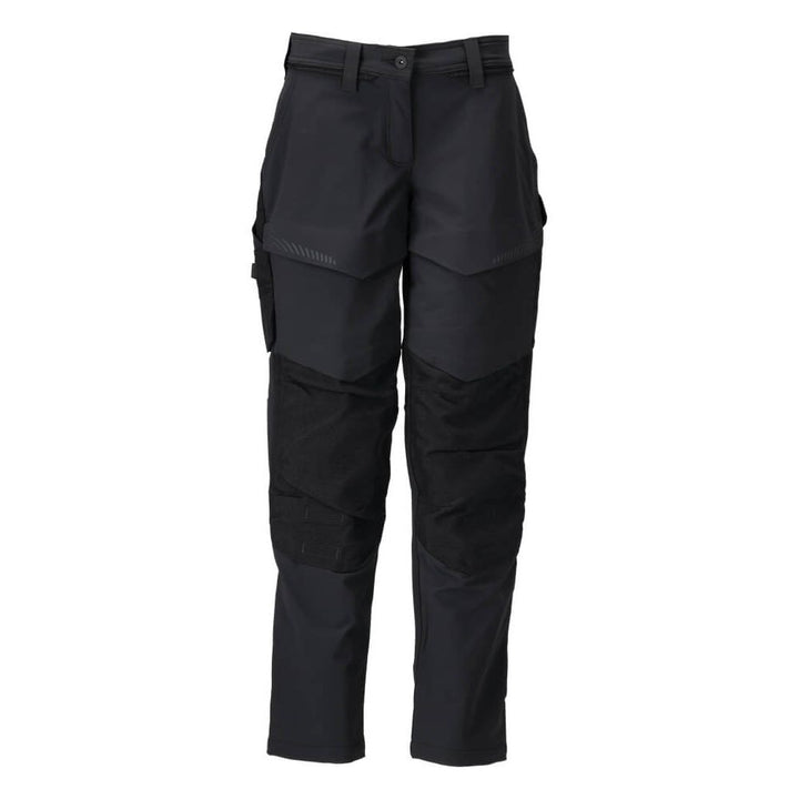 Mascot Lightweight Durable 4-Way-Stretch Trousers with Kneepad Pockets 22378-311 Front #colour_black