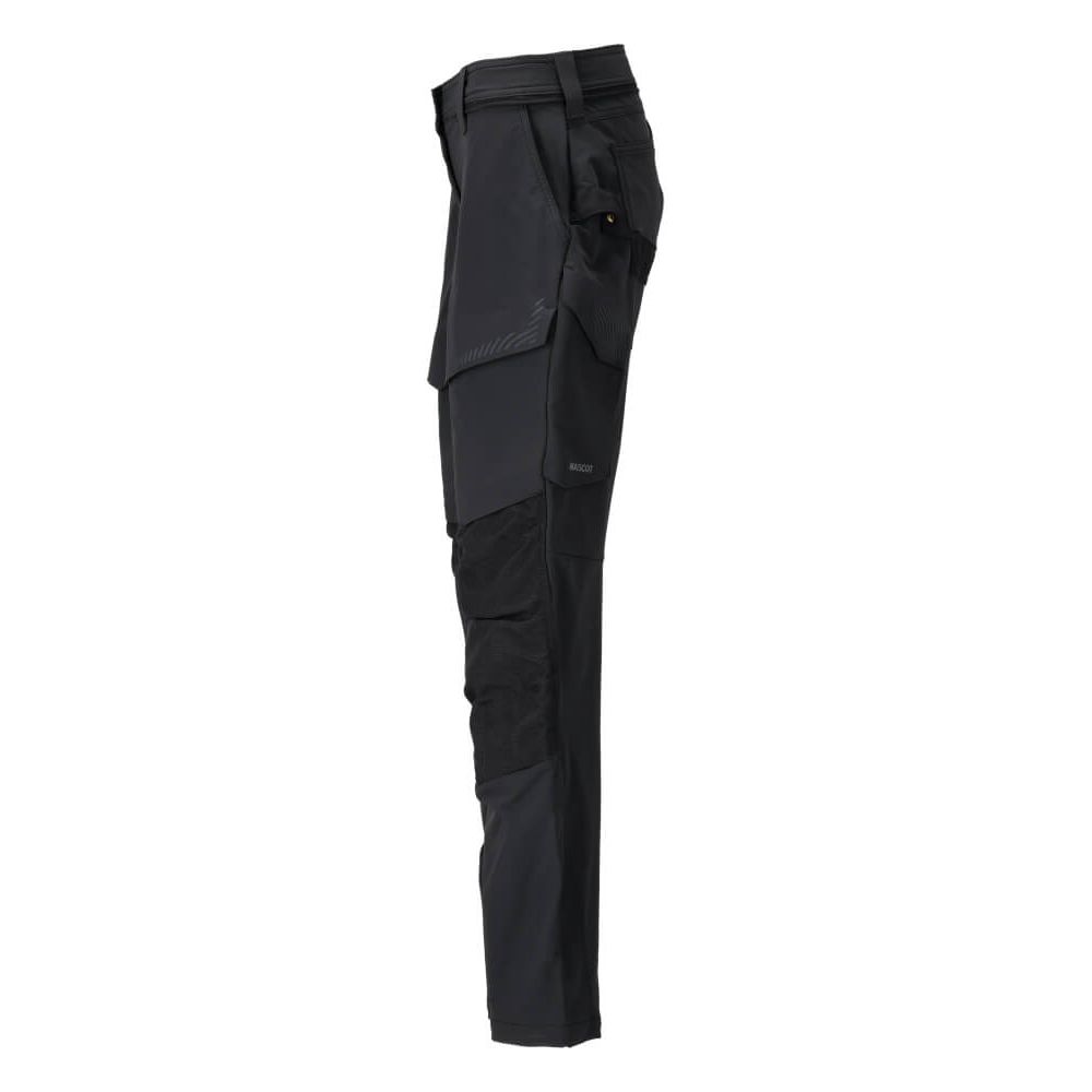 Mascot Lightweight Durable 4-Way-Stretch Trousers with Kneepad Pockets 22378-311 Right #colour_black
