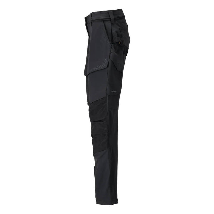 Mascot Lightweight Durable 4-Way-Stretch Trousers with Kneepad Pockets 22378-311 Right #colour_black