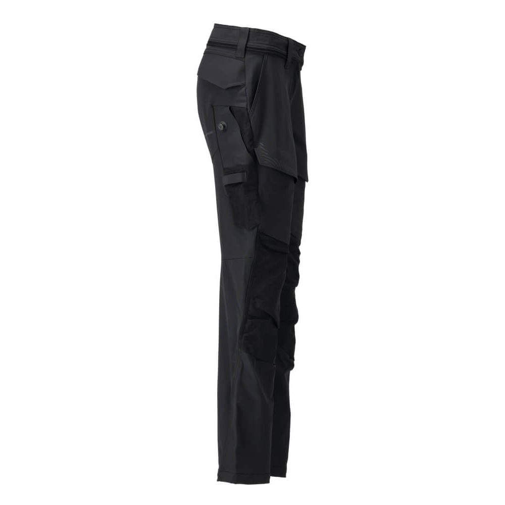 Mascot Lightweight Durable 4-Way-Stretch Trousers with Kneepad Pockets 22378-311 Left #colour_black