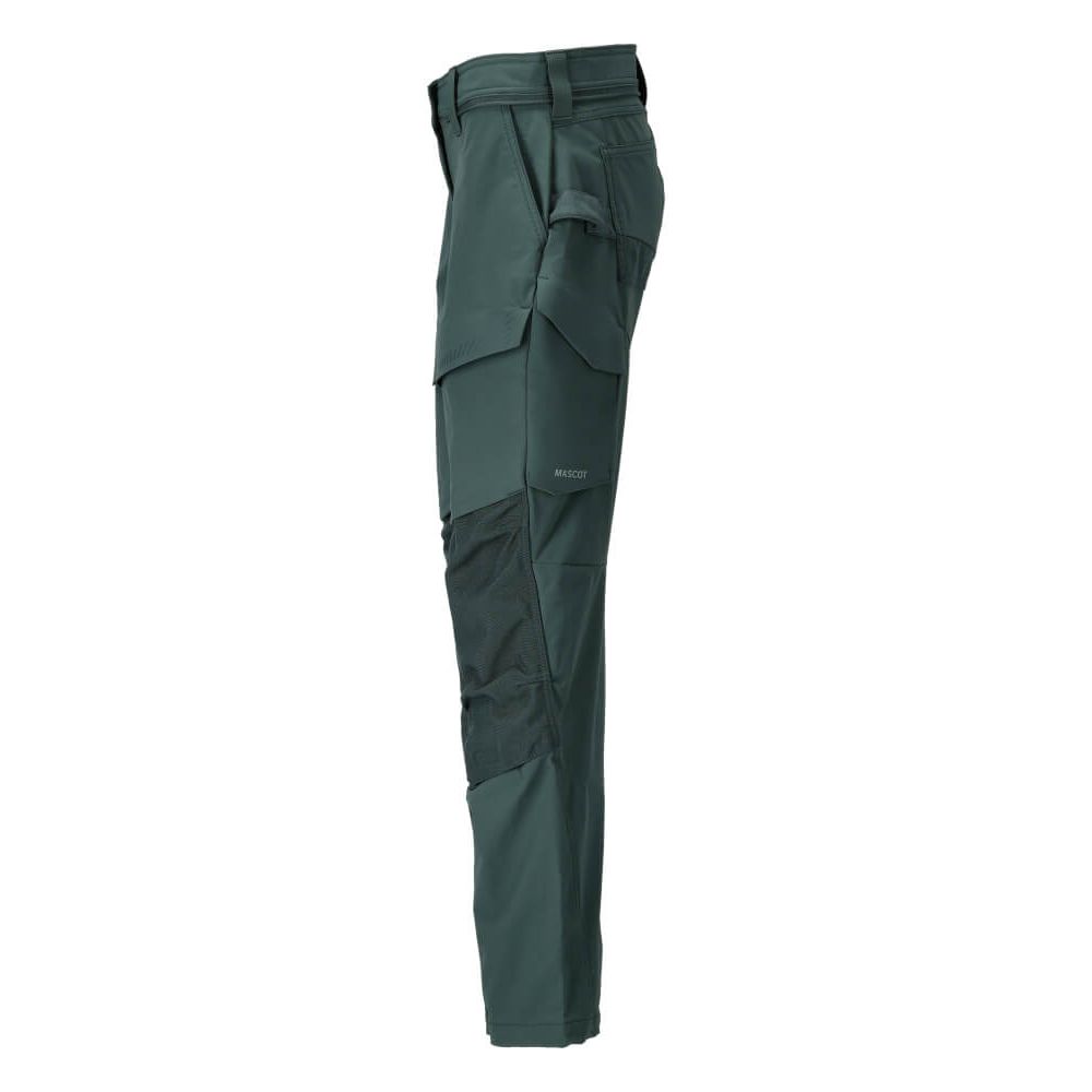 Mascot Lightweight Durable 4-Way-Stretch Trousers with Kneepad Pockets 22378-311 Right #colour_forest-green