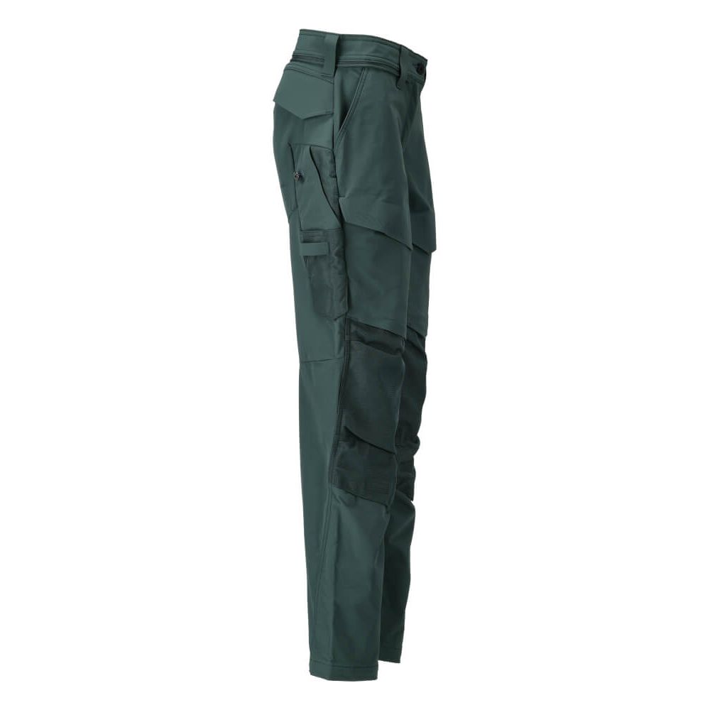 Mascot Lightweight Durable 4-Way-Stretch Trousers with Kneepad Pockets 22378-311 Left #colour_forest-green