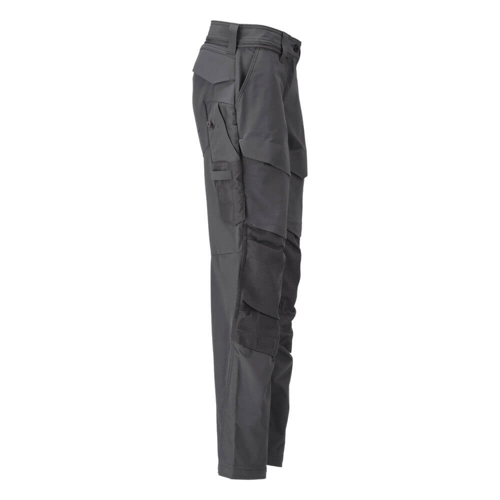 Mascot Lightweight Durable 4-Way-Stretch Trousers with Kneepad Pockets 22378-311 Left #colour_stone-grey