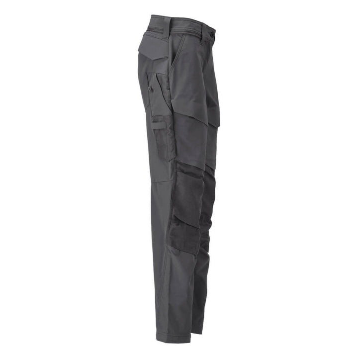 Mascot Lightweight Durable 4-Way-Stretch Trousers with Kneepad Pockets 22378-311 Left #colour_stone-grey