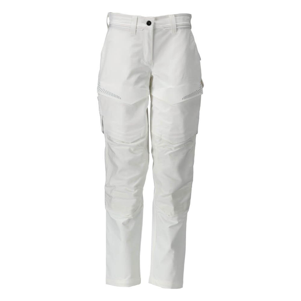 Mascot Lightweight Durable 4-Way-Stretch Trousers with Kneepad Pockets 22378-311 Front #colour_white