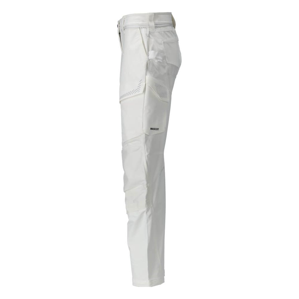 Mascot Lightweight Durable 4-Way-Stretch Trousers with Kneepad Pockets 22378-311 Right #colour_white