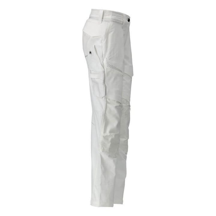 Mascot Lightweight Durable 4-Way-Stretch Trousers with Kneepad Pockets 22378-311 Left #colour_white