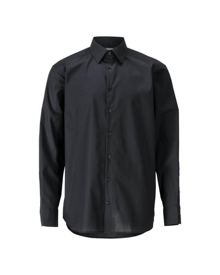 Mascot Lightweight Durable Easy Iron Collared Shirt 21804-984 Front #colour_deep-black