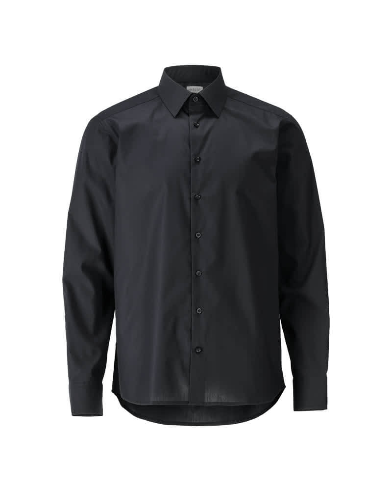 Mascot Lightweight Durable Easy Iron Collared Shirt 21904-984 Front #colour_deep-black