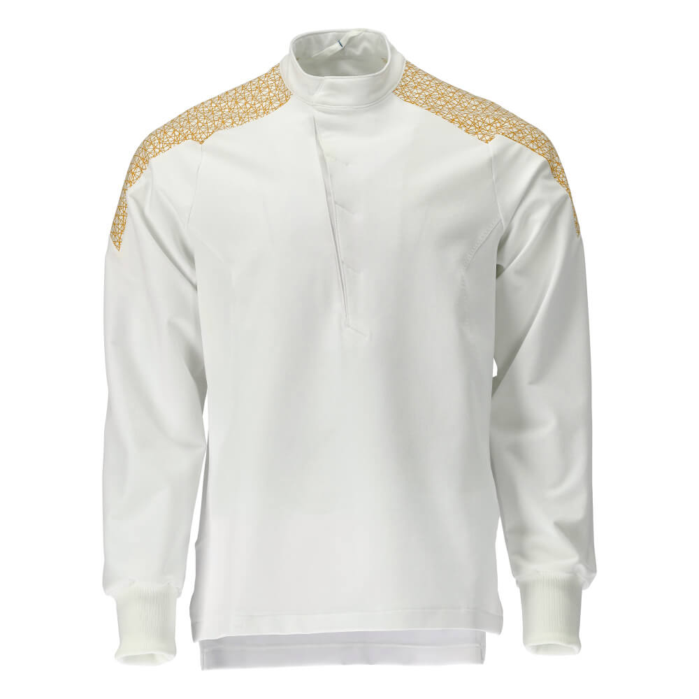 Mascot Lightweight Durable Stretch Smock 20052-511 Front #colour_white-curry-gold