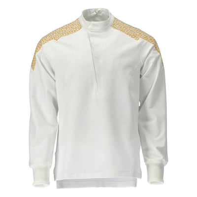 Mascot Lightweight Durable Stretch Smock 20052-511 Front #colour_white-curry-gold