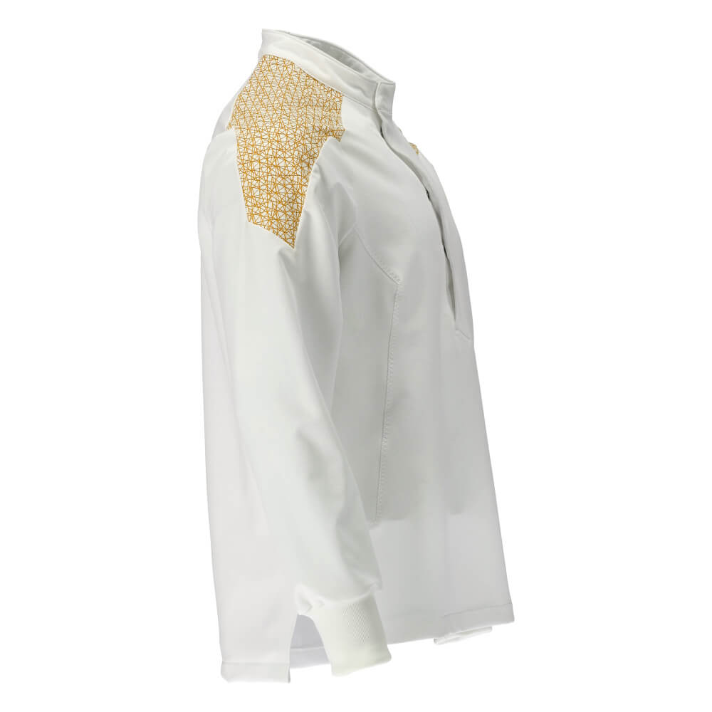 Mascot Lightweight Durable Stretch Smock 20052-511 Left #colour_white-curry-gold